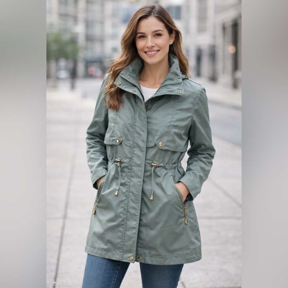 🌿 Fleet Street Sage Green Utility Anorak Jacket – Women’s Medium NWOT